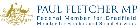 Commonwealth crest and Paul Fletcher MP (name)