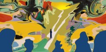 abstract swirls of paint - human shadow in the middle possibly on a pathway